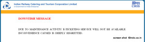 The irctc.co.in website downtime Message.